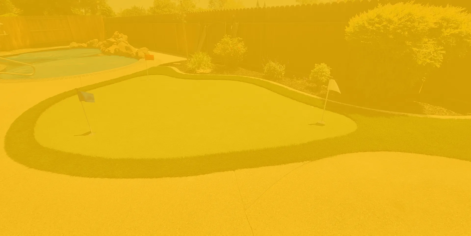 landscape synthetic grass mini golf course backyard granite bay ca